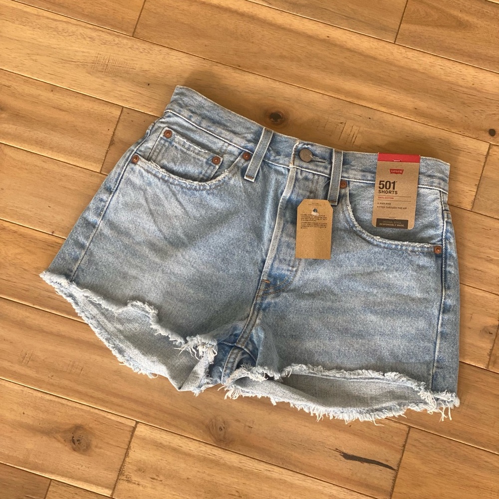 Levi’s High Rise 501 Shorts, Light Wash